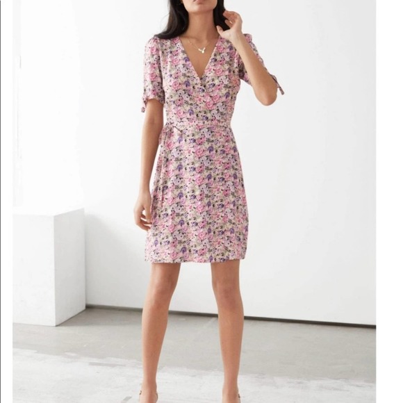 *moving sale - bundle & & OTHER STORIES Floral Printed Mini Wrap Dress Size 2/XS - Picture 3 of 12